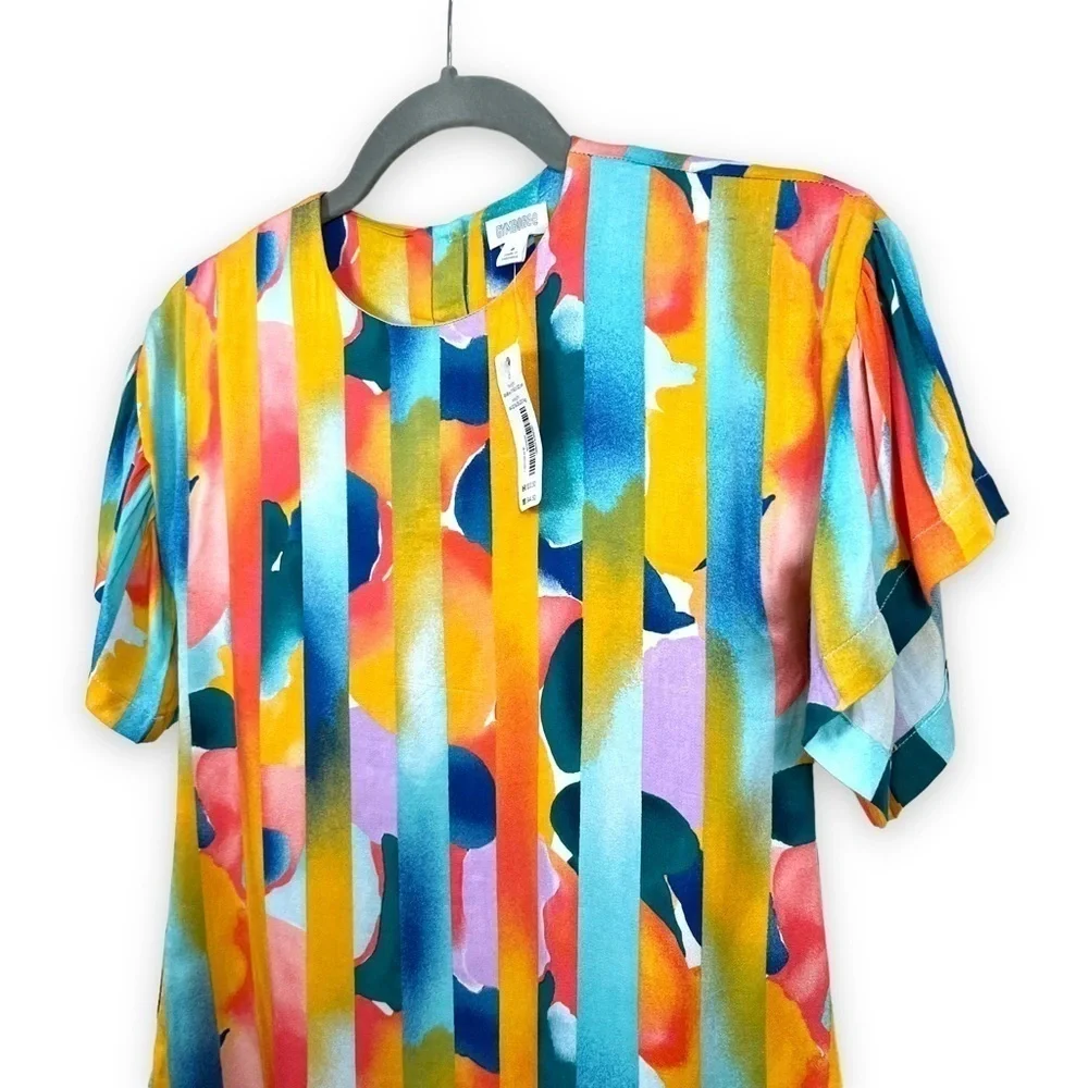 NWT Gymboree 100% Rayon Multi-Colored Watercolor Flutter Sleeve Dress Size 6